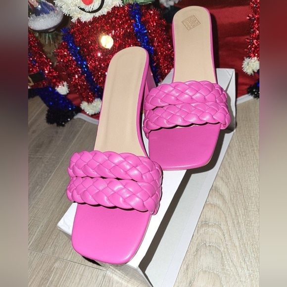 Shoes - Pink Braided Women's Slide Sandals